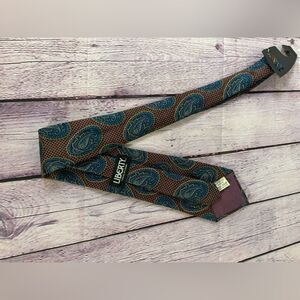 Liberty of London Blue Gold Paisley on Red Gold Silk Necktie Formal Wedding